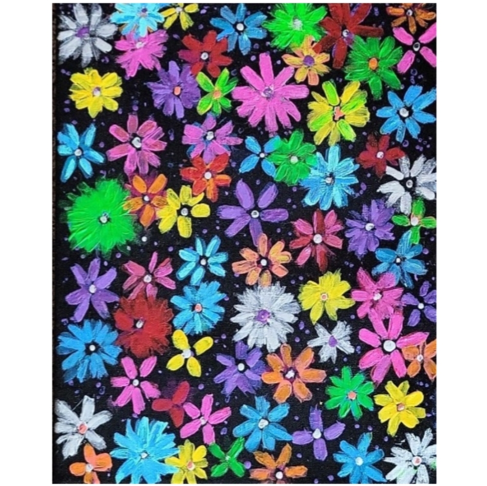 Hand Crafted Abstract Design 11x14 Inches Canvas Painting - Picture 2 of 4